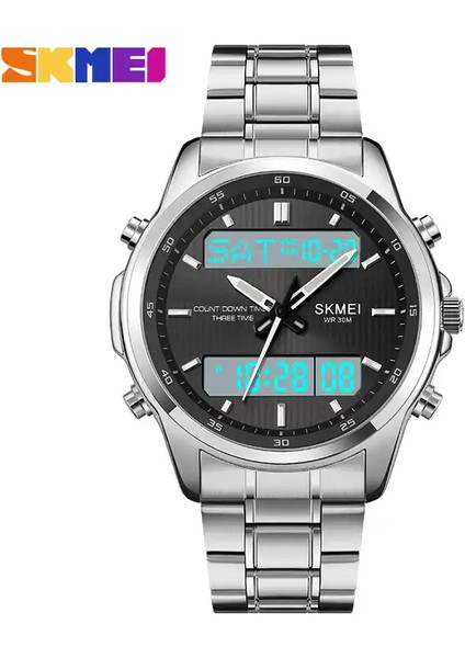Gümüş Beyaz Dijital Saat Skmei 2049 Erkekler Dijital Kol Saati Sıcak Satış Çok Fonksiyonlu Erkek Spor Izle LED Dijital 50 M Su Geçirmez Saatler (Yurt Dışından)