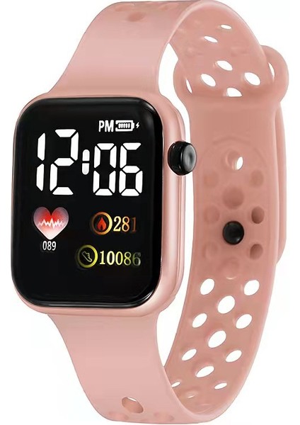Pembe LED Dijital Saat C001 LED Elektronik Saat C001 Gökkuşağı Kare Su Geçirmez Dijital Moda Spor Öğrenci Izle Erkekler Elektronik LED Spor Izle (Yurt Dışından)
