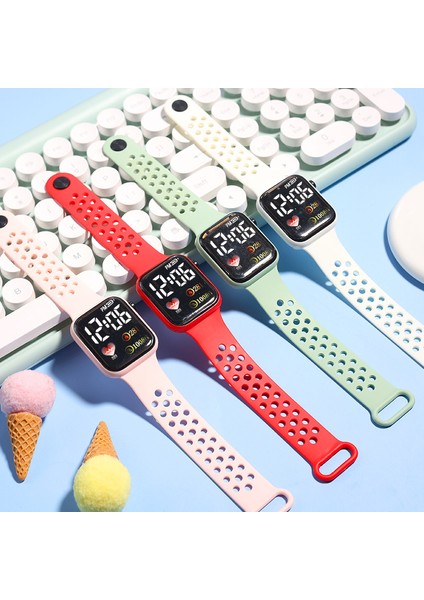 Pembe LED Dijital Saat C001 LED Elektronik Saat C001 Gökkuşağı Kare Su Geçirmez Dijital Moda Spor Öğrenci Izle Erkekler Elektronik LED Spor Izle (Yurt Dışından)