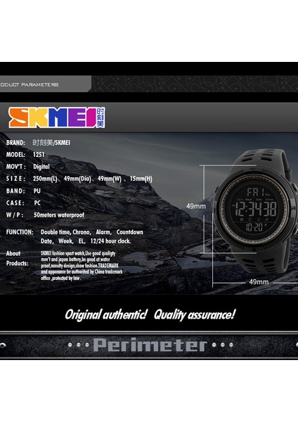 SKMB57012818 Resim Olarak Koşu Saatleri Su Geçirmez 50 M Skmei 1251 Relojes Erkek Dijital Saat Bilek Sporu Digitales Deportivos Para Hombre (Yurt Dışından) indirimleri