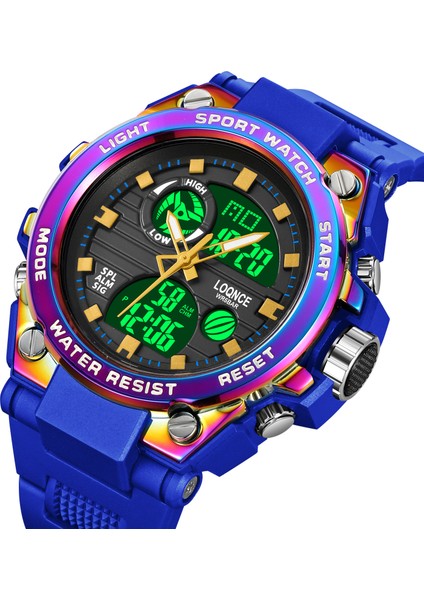 Renkli Mavi Spor Loqnce Erkekler Dijital Saat S-Stil Spor Saatler Çift Ekran Su Geçirmez Elektronik Kol Saati Relogio Masculino (Yurt Dışından) modelleri