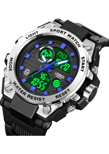 Renkli Mavi Spor Loqnce Erkekler Dijital Saat S-Stil Spor Saatler Çift Ekran Su Geçirmez Elektronik Kol Saati Relogio Masculino (Yurt Dışından) fırsatları
