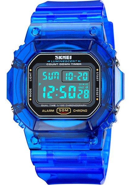 Mavi Dijital Saat Skmei 1999 Transparente Band Özel Reloj De Hombre Le Işık Izle 50M Kol Saatleri LED Dijital Spor Saatler Erkek Spor Saat (Yurt Dışından) indirimleri