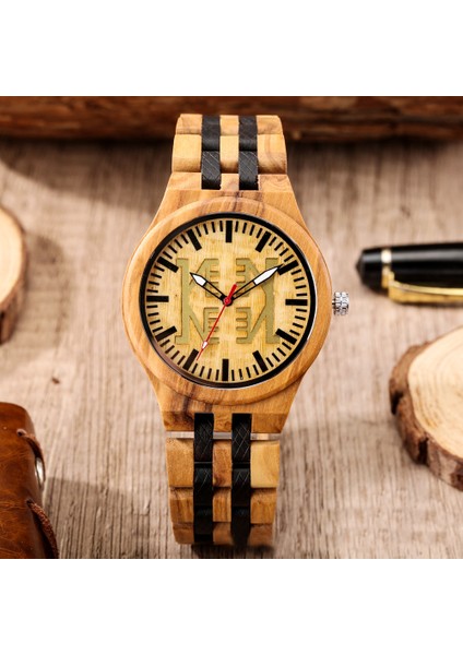 Stil 5 Yeni Spor Ahşap Izle Takvim Su Geçirmez Erkek Izle Özel Logo Erkekler Kuvars Izle (Yurt Dışından)