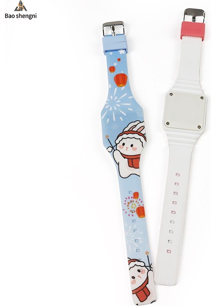 Yeşil Karikatür 2023 Tavşan Yılı Yeni Tasarım LED Silikon Izle Yumuşak Bant Dijital Karikatür Silikon Su Geçirmez Özel Logo Çocuklar Için (Yurt Dışından) indirimleri