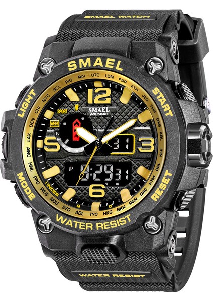 Altın Üst Satış Smael 1545D Dijital Saatler Su Geçirmez Çift Hareket Dijital ve Analog Saat Erkek Spor Saat Reçel Tangan (Yurt Dışından)
