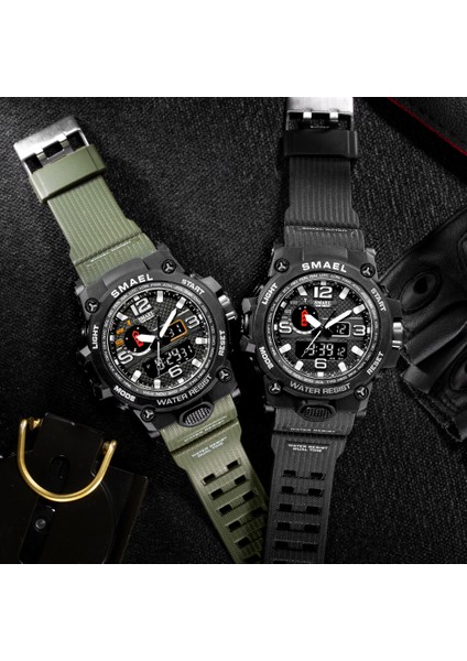Altın Üst Satış Smael 1545D Dijital Saatler Su Geçirmez Çift Hareket Dijital ve Analog Saat Erkek Spor Saat Reçel Tangan (Yurt Dışından)