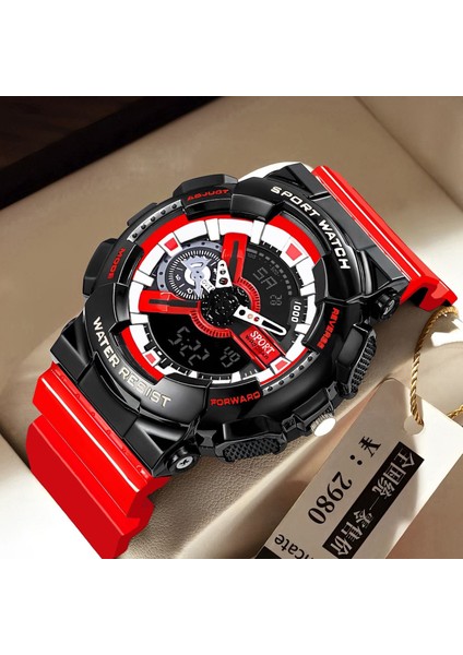 #2 Jyd Erkekler Moda Su Geçirmez Spor Izle Işıltılı Glow LED Ekran Analog Dijital Saat Öğrenci Izle (Yurt Dışından)