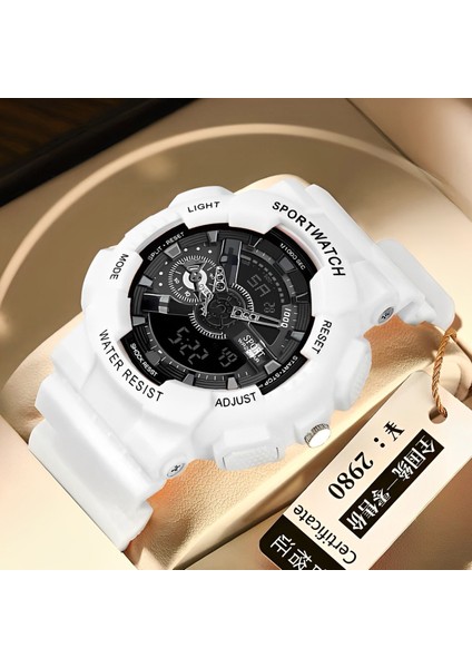 #2 Jyd Erkekler Moda Su Geçirmez Spor Izle Işıltılı Glow LED Ekran Analog Dijital Saat Öğrenci Izle (Yurt Dışından)