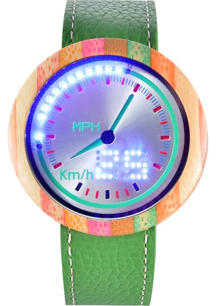 Renkli Bambu D8094 Rahat Tarzı Hafif Takvimler LED Ekran Alarm Fonksiyonu Kronometre Bambu Ahşap Dijital Saat (Yurt Dışından)