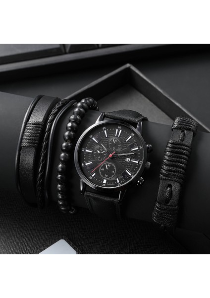 C3 (Izle + Bileklik) Set 4 Adet/takım Marka Izle Erkek Kuvars Izle ve Istiflenebilir Bilezik Hediye Seti (Yurt Dışından) fiyatları