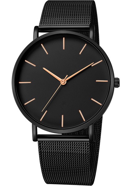 12 Basit Iş Minimalist Paslanmaz Çelik Kol Saatleri Ultra Ince Bilek Saatler Erkekler Için Örgü Kemer Kuvars Izle (Yurt Dışından)