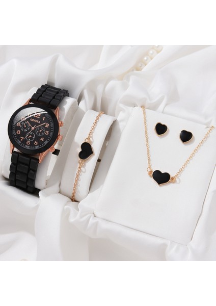 C3 Elips Lüks Kadın Kuvars Izle Takı Seti Moda Kadın Saatler Kalp Şeklinde Kelebek Bilezik Küpe Kolye Hediye Için Set (Yurt Dışından)