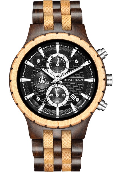KUN1201 Kunhuang 1033 Kişiselleştirilmiş Erkek Kuvars Saatler Ahşap Kayış Chrono Lüks Ahşap Saat Özel Logo (Yurt Dışından)