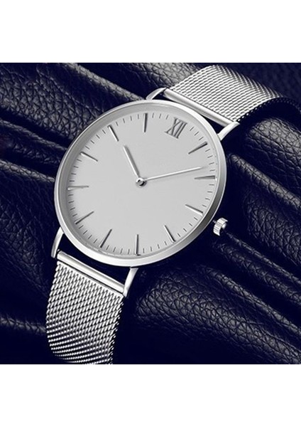 C4 Minimalist Erkek Moda Ultra Ince Saatler Basit Erkekler Iş Paslanmaz Çelik Hasır Kemer Kuvars Izle (KWT2216) (Yurt Dışından)