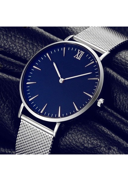 C4 Minimalist Erkek Moda Ultra Ince Saatler Basit Erkekler Iş Paslanmaz Çelik Hasır Kemer Kuvars Izle (KWT2216) (Yurt Dışından)