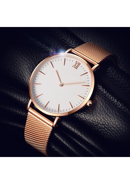 C4 Minimalist Erkek Moda Ultra Ince Saatler Basit Erkekler Iş Paslanmaz Çelik Hasır Kemer Kuvars Izle (KWT2216) (Yurt Dışından)