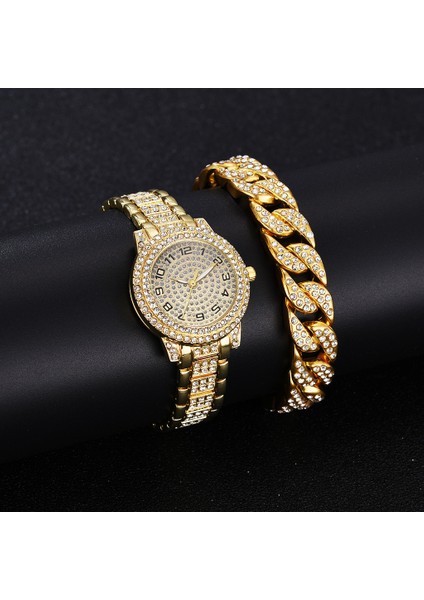 4 Kutu ile Lüks YUSA416 2 Adet Set Elmas Izle Bayan Roma Numaraları Quartz Saat Kadınlar Için Parlak Aksesuarlar Bilezik (Yurt Dışından)