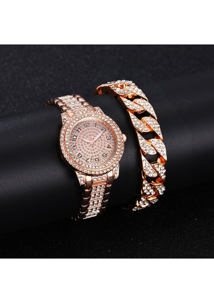 4 Kutu ile Lüks YUSA416 2 Adet Set Elmas Izle Bayan Roma Numaraları Quartz Saat Kadınlar Için Parlak Aksesuarlar Bilezik (Yurt Dışından)