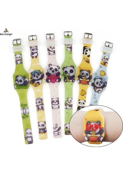 Tasarım 02 Izle ve Dijital ve Çocuk Fabrikası Özel Silikon LED Dijital Saat Panda Karikatür LED Izle Elektronik Spor Izle Öğrenci Kız Erkek (Yurt Dışından) modelleri