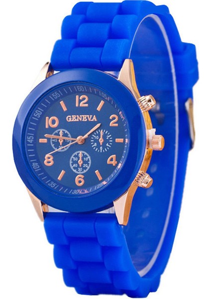 Mavi 1 Adet/takım Fabrika Kaynağı Cenevre Silikon Izle Erkekler ve Kadınlar Için Çok Yönlü ve Şık Kuvars Saatler (Yurt Dışından)