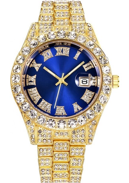 Kırmızı 1 Klasik Yuvarlak Fabrika Doğrudan Satış Yeni Erkek Kraliyet Tarzı Kuvars Izle Hip-Hop Iş Çelik Bant Takvim Erkekler Için Tam Elmas Kuvars Saatler (Yurt Dışından) fırsatları