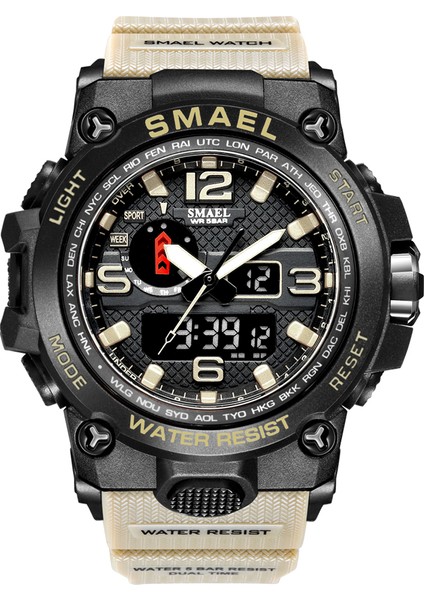 Haki Smael Marka 1545D Moda G Izle Tarzı Dijital Saatler Analog Dijital Lüks Çift Zamanlı Ekran Kauçuk Spor Saatler Erkekler Için (Yurt Dışından)