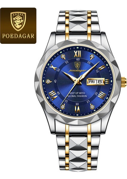 01 615 2023 Yeni Poedagar 615 Lüks Erkek Saatler Iş Üst Marka Erkek Kol Saati Su Geçirmez Aydınlık Tarih Hafta Kuvars Erkek Izle (Yurt Dışından)