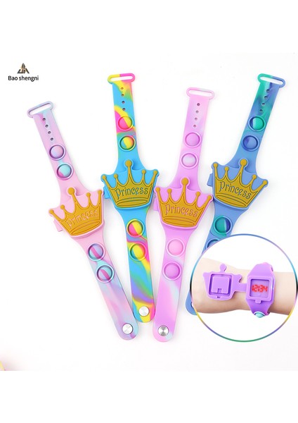 Stil 7 Sevimli ve Fonksiyon Bsn Çocuk Moda Spor Saat Imperial Crown Kapak Çevirin Dijital Saat Kabarcık Bilezik Silikon LED Ekran Çocuklar Için Izle (Yurt Dışından)