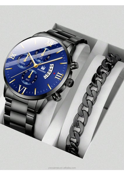 4 (Kutu) Lüks Yusa 327 Hazır Stok Roma Yüz Kuvars Izle Erkekler Için Tarih Altın 2 Adet Paslanmaz Çelik Lüks Saatler Erkekler ve Bilezik (Yurt Dışından) fırsatları