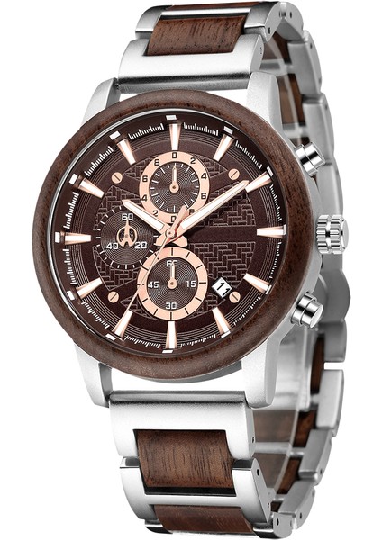 Gümüş ve Ceviz Dropshipping Özelleştirilmiş Reloj Hombre Yeni Ahşap Izle Erkekler Üst Marka Lüks Chronograph Kuvars Saatler Adam Için (Yurt Dışından)