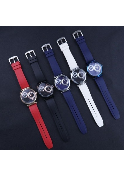 All-Blue Özel Logo Erkekler Kuvars Izle Silikon Bantlı Iş En Lüks Marka Aishy Boy Kol Saati Kauçuk Kayışlı Ikili Zaman Dilimi (Yurt Dışından)