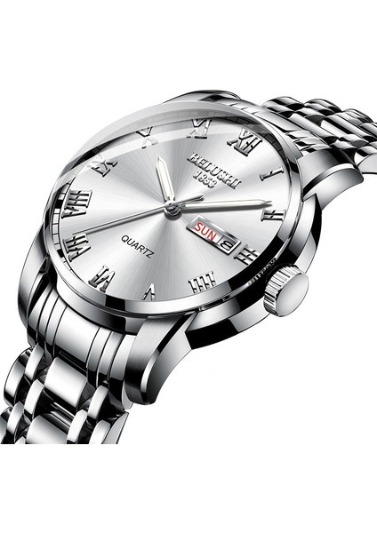 Mavi Kadran Gümüş Bant Klasik Yuvarlak Avrupa ve Amerika Sıcak Satış Safir Mekanik Tam Otomatik Su Geçirmez Çift Takvim Erkekler Için Sevilen Kuvars Saatler (Yurt Dışından) indirimleri