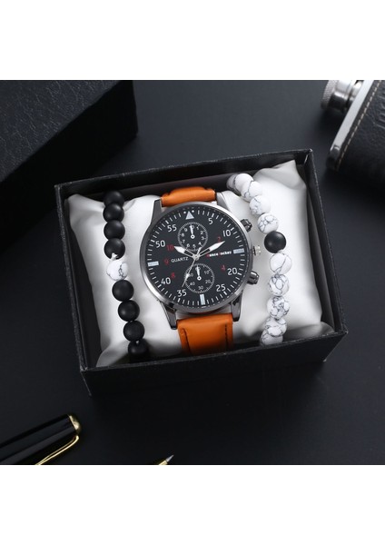 Renk 2 2023 Punk 3 Adet/takım Doğal Taş Bilezik ve Kuvars Saat Setleri Hediye Kutusu Moda Erkek Saat Setleri Kutusu ile (Yurt Dışından) fiyatları