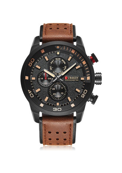 KREB110128 Moda Curren 8250 Erkek Spor Suya Dayanıklı Kuvars Rahat Iş Lüks Izle Deri Bilek 24MM Kuvars Izle (Yurt Dışından)