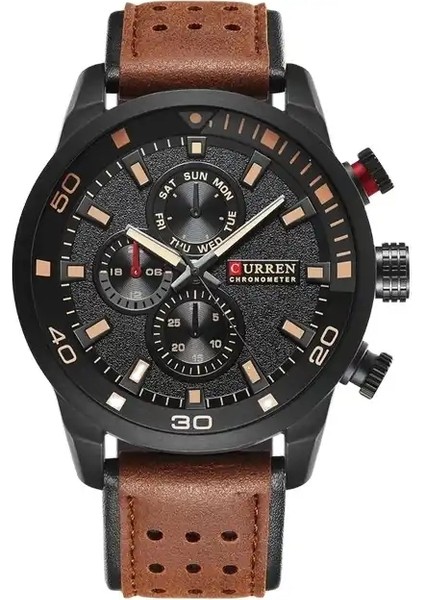 KREB110128 Moda Curren 8250 Erkek Spor Suya Dayanıklı Kuvars Rahat Iş Lüks Izle Deri Bilek 24MM Kuvars Izle (Yurt Dışından)