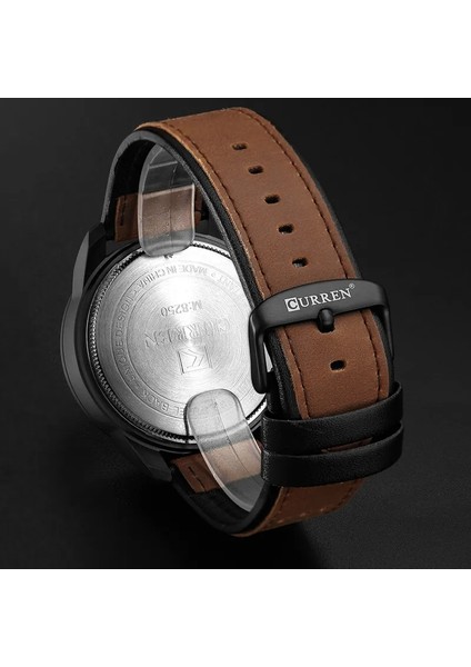 KREB110128 Moda Curren 8250 Erkek Spor Suya Dayanıklı Kuvars Rahat Iş Lüks Izle Deri Bilek 24MM Kuvars Izle (Yurt Dışından)