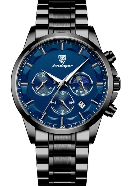 Stil 1 Resim Olarak Poedagar Chronograph 928 Erkek Kuvars Saatler Lüks Paslanmaz Çelik Erkek Kol Saati Su Geçirmez Aydınlık Saat Erkekler Için Iş Boy (Yurt Dışından)