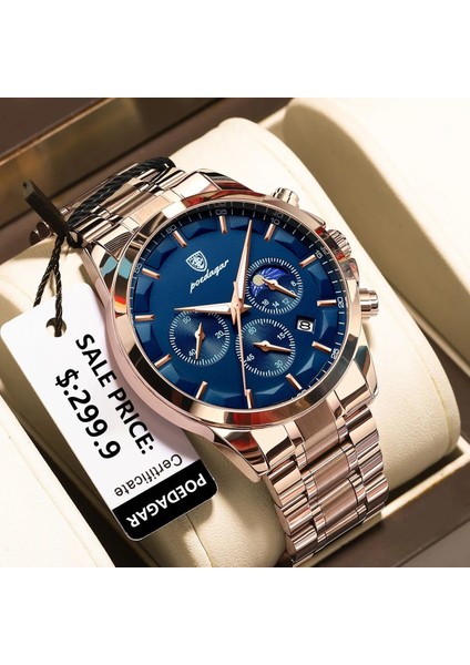 Stil 1 Resim Olarak Poedagar Chronograph 928 Erkek Kuvars Saatler Lüks Paslanmaz Çelik Erkek Kol Saati Su Geçirmez Aydınlık Saat Erkekler Için Iş Boy (Yurt Dışından)