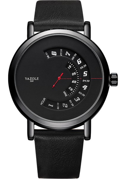 YZL3901 Yazole Özel Kadran Erkek Kuvars Saatler Su Geçirmez Analog Takvim Su Geçirmez Erkek Saat Siyah (Yurt Dışından)