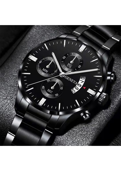 Izle 8 Şekilde Gösterildiği Gibi 2023 Erkekler Kuvars Kronograf Takimetre Siyah Kadran 44MM Erkek Kol Saati Takvim Zamanlayıcı Gündelik Kuvars Saatler (Yurt Dışından)