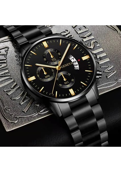 Izle 8 Şekilde Gösterildiği Gibi 2023 Erkekler Kuvars Kronograf Takimetre Siyah Kadran 44MM Erkek Kol Saati Takvim Zamanlayıcı Gündelik Kuvars Saatler (Yurt Dışından)