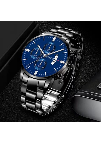Izle 8 Şekilde Gösterildiği Gibi 2023 Erkekler Kuvars Kronograf Takimetre Siyah Kadran 44MM Erkek Kol Saati Takvim Zamanlayıcı Gündelik Kuvars Saatler (Yurt Dışından)