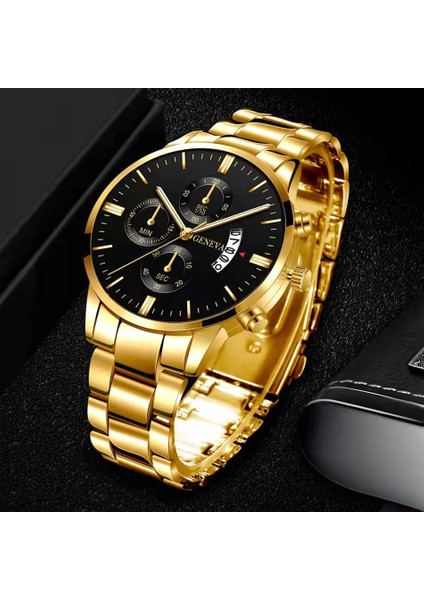 Izle 8 Şekilde Gösterildiği Gibi 2023 Erkekler Kuvars Kronograf Takimetre Siyah Kadran 44MM Erkek Kol Saati Takvim Zamanlayıcı Gündelik Kuvars Saatler (Yurt Dışından)