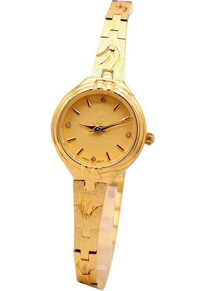 Gül Altın Saat Popüler Quartz Saat Kum Altın Kadın Saati 24K Altın Retro ve Zarif Küçük Altın Saat ile Kaplama (Yurt Dışından)