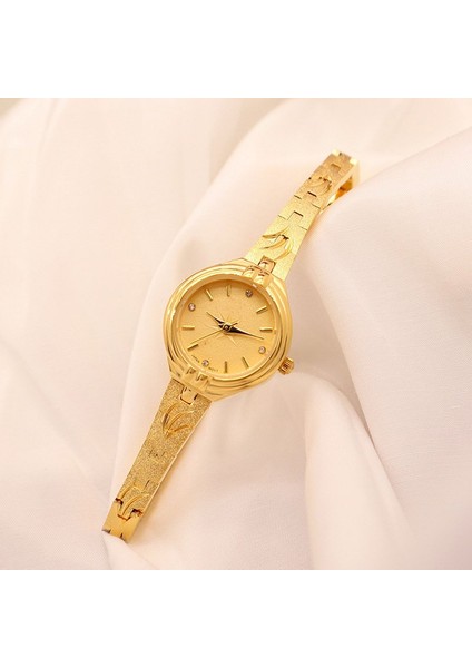 Gül Altın Saat Popüler Quartz Saat Kum Altın Kadın Saati 24K Altın Retro ve Zarif Küçük Altın Saat ile Kaplama (Yurt Dışından)