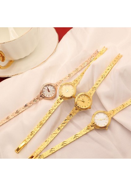 Gül Altın Saat Popüler Quartz Saat Kum Altın Kadın Saati 24K Altın Retro ve Zarif Küçük Altın Saat ile Kaplama (Yurt Dışından)