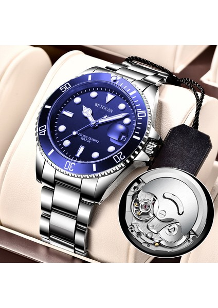 Gümüş Kayış Siyah Kadran Mekanik Saatler Kvc Yüksek Kalite Lüks Erkekler 40.5mm Kadran Mineral Cam Bilek Izle Tasarımcı Süper Klon Özel Logo Spor Mekanik Saatler (Yurt Dışından)