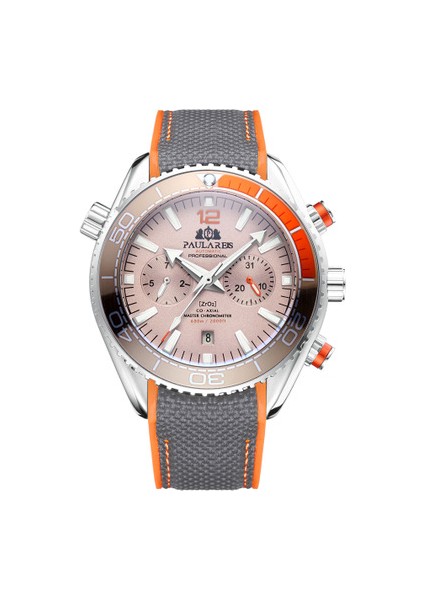 Siyah Gümüş Paulareis Otomatik Mekanik Saat Chronograph Kol Saati Erkekler Moda Kol Saatleri Kanvas Kayış 2020 Silikon Alaşım Yuvarlak 3ATM (Yurt Dışından)
