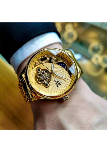 F Sewor 1923-3 Sewor 1923-3 Resmi Orijinal Otomatik Mekanik Saat Erkek Saat Hollow Tourbillon Aydınlık Su Geçirmez Iş Retro Saat (Yurt Dışından) indirimleri